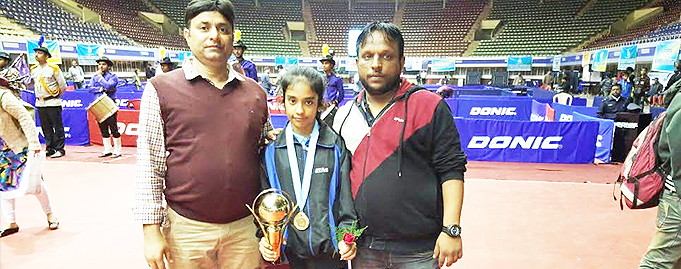 Lakshita Narang become National Champion won gold medal in Cadet girls in Cadet and Sub Jr National Table Tennis Championship held at Kolkata