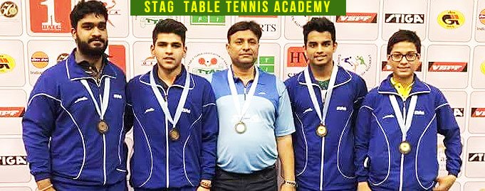 Himanshu Jindal Parth Virmani & Nishaad Shah of Stag Table Tennis Academy won bronze medal in 78th Youth & Junior National & Inter State Table Tennis Championship 2017.